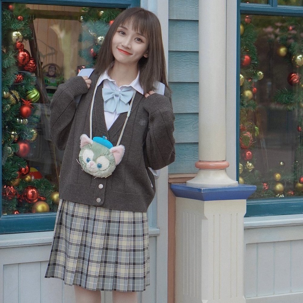 Cute Black JK Japanese School Uniform Sweater Cardigan Warm Wool Girl Teen Women